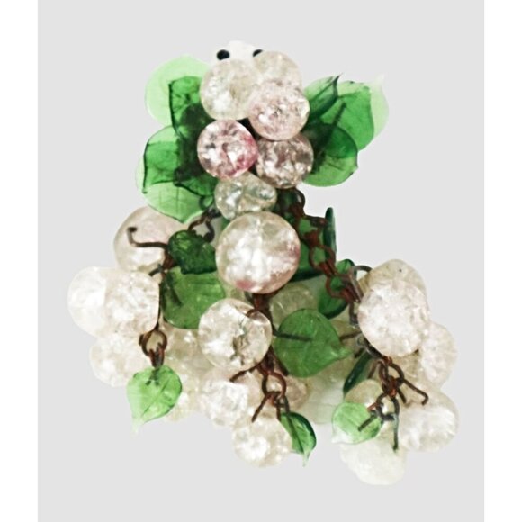 Vintage 1930’s Miriam Haskell Green Glass Beads Leaf Tassel Brooch - Picture 6 of 6